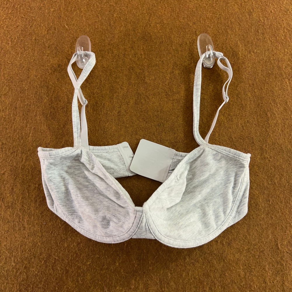 Skims Womens 34DDDD Grey Cotton Jersey Underwire Bra New
